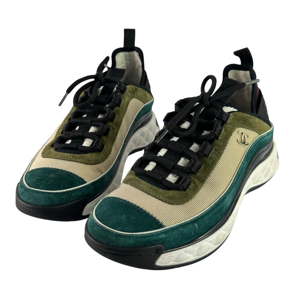 CHANEL G39070 Multicolor Suede Leather CC Interlocking Low Top Sneakers 38 - 8US - Picture 4 of 14